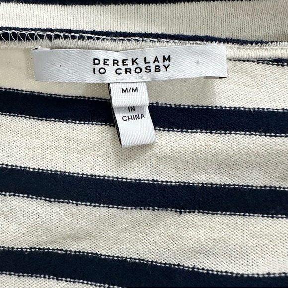 Derek Lam Ivory Navy Striped Knotted Crop Top SZ Medium Nautical Designer EUC - Picture 2 of 8
